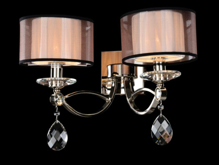 1602/A без абажуров , Бра, Nickel Clear crystal L45*H34*Sp29 cm E14 2*60W