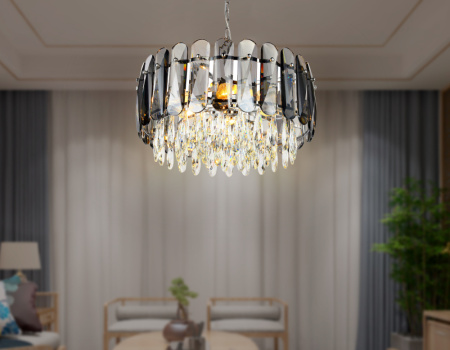 TR5069 Подвесная люстра TR5069/6 CH/SM/CL хром/дымчатый/прозрачный E14/6 max 40W D500*950