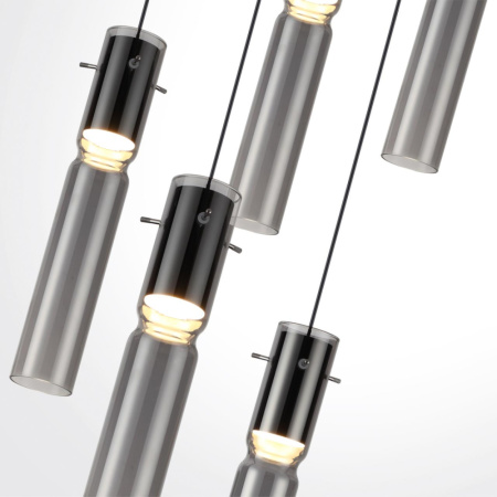 5058/25L PENDANT ODL24 325 черный/дымчатый/металл/стекло Люстра каскадная LED 5*5W 3000K SCROW