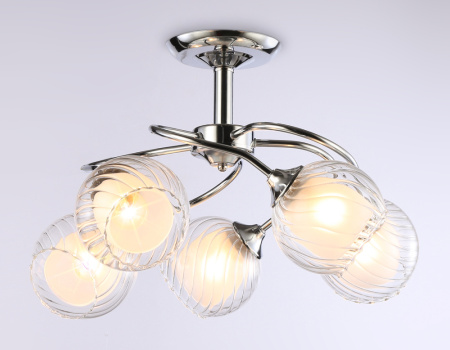 TR3198 Подвесная люстра TR3198/5 CH/CL/FR хром/прозрачный/белый матовый E27/5 max 40W D600*485