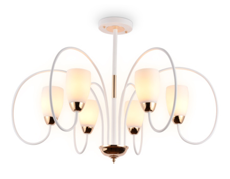 TR3125 Подвесная люстра TR3125/6 WH/GD белый/золото E27 max 40W D850*600