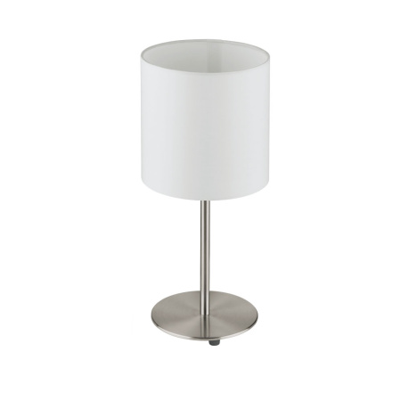 Настольная лампа PASTERI, 1х60W (E27), Ø180, H400, никель мат./текстиль, белый