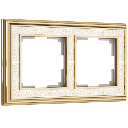 W0021429/ Рамка на 2 поста Palacio Gracia (золото/белый)