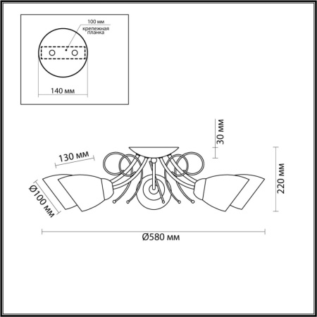 4592/5C COMFI черный, бронза Люстра Потолочная E27 5*40W 220V ELIANA