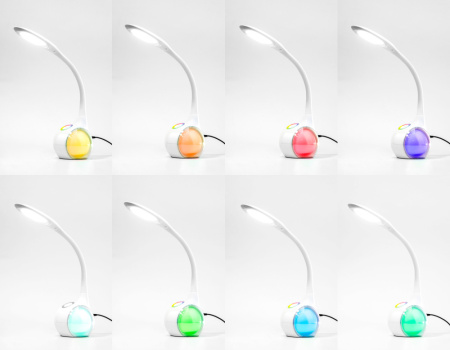 DE532 Светодиодная настольная лампа с RGB подсветкой DE532 WH белый LED 4200K+RGB 7.5W