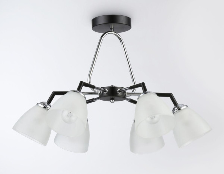 TR303294 Светильник подвесной TR303294/6 BK/CH/FR черный/хром/белый матовый E27*6 max 60W D590*380