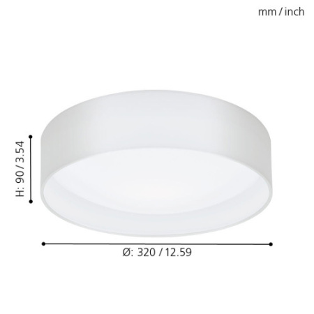 Светодиодный светильник потолочный PASTERI, 12W (LED), Ø320, белый/текстиль, белый