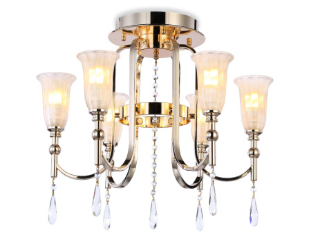 TR3244 Потолочная люстра с хрусталем TR3244/6 SGD/FR золото/белый матовый E14*6 max 40W D600*520