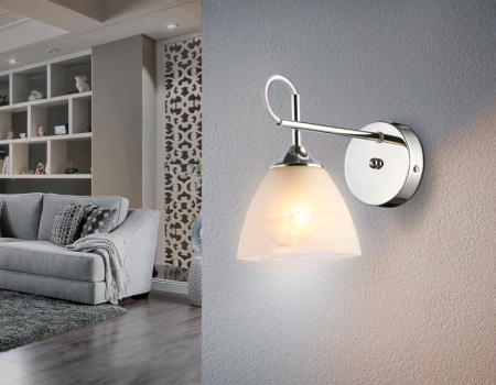 TR3045 Настенный светильник TR3045 CH/FR хром/белый матовый E27 max 40W 215*135*225
