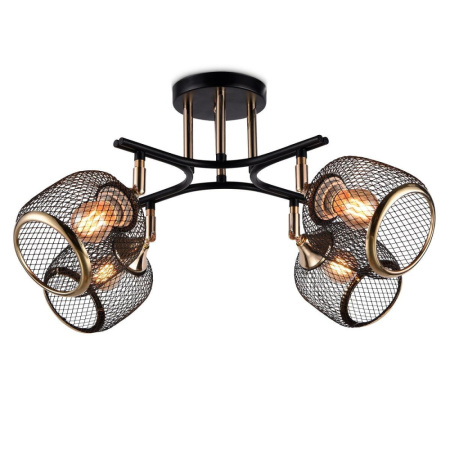 TR80177 Светильник потолочный TR80177/4 BK/FGD черный/золото E27/4 max 40W D640*260