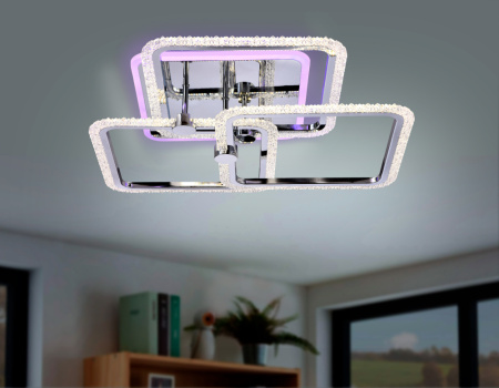FA536 Потолочный светодиодный светильник с пультом FA536/3 CH хром 118W 510*510*150 (ПДУ РАДИО 2.4G)
