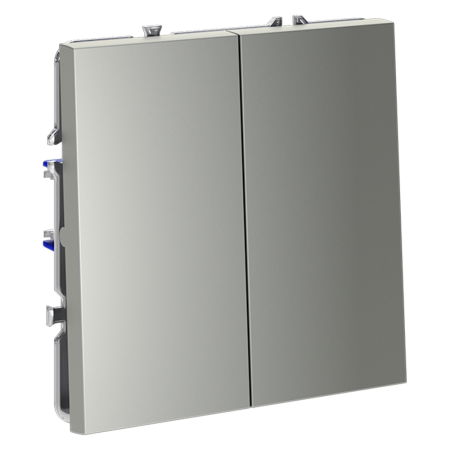 VLS020305 Проходной переключатель встраиваемый VOLTUM S70 двухклавишный 10А, (сталь)