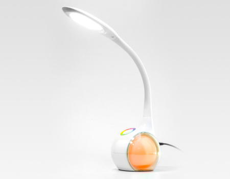 DE532 Светодиодная настольная лампа с RGB подсветкой DE532 WH белый LED 4200K+RGB 7.5W