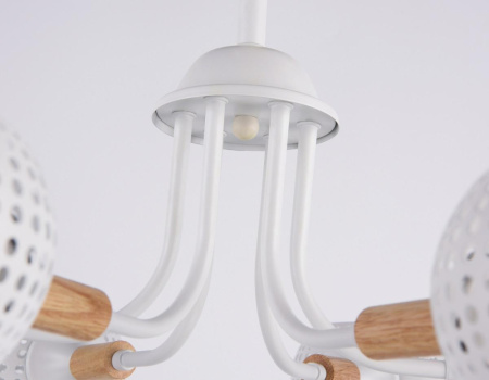 TR80166 Светильник подвесной TR80166/6 WH/LWD белый/светлое дерево E14/6 max 40W D690*370