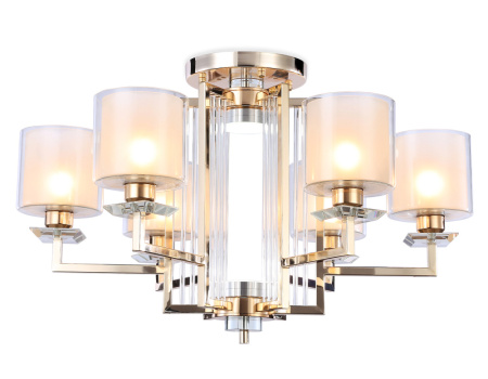TR4420 Потолочная люстра TR4420/6 GD/CL/FR золото/прозрачный/белый матовый E27*6 max 40W D748*463 (л