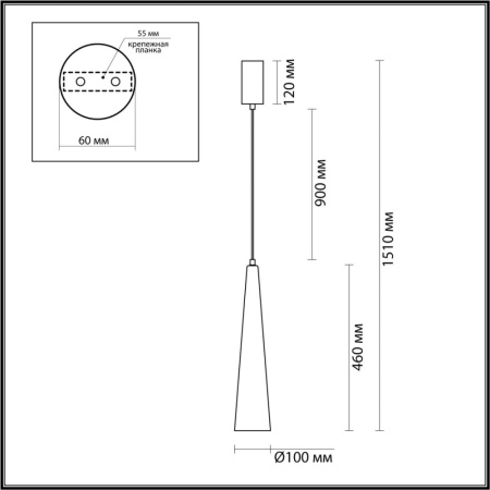 5044/12L L-VISION ODL24 301 глянц.темн.хром/прозрачный/металл/стекло Подвес LED 12W 3000K 1334Лм LUM