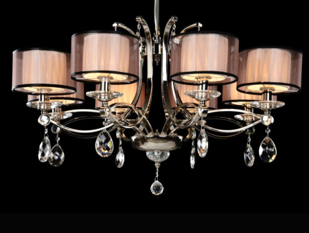 1608/C без абажуров , Люстра, Nickel Clear crystal D90*H55/155 cm E14 8*60W
