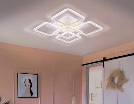 FA5301 Потолочный светодиодный светильник с пультом FA5301 WH белый 140W 770*770*130 (ПДУ РАДИО 2.4)