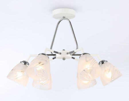TR303292 Светильник подвесной TR303292/6 WH/CH/FR белый/хром/белый матовый E27*6 max 60W D590*380