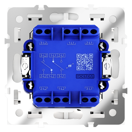 VLS020402 Проходной переключатель встраиваемый VOLTUM S70 двухклавишный с подсветкой 10А, (белый мат