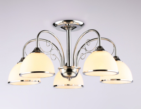 TR3182 Подвесная люстра TR3182/5 CH/FR хром/белый матовый E27/5 max 40W D575*285