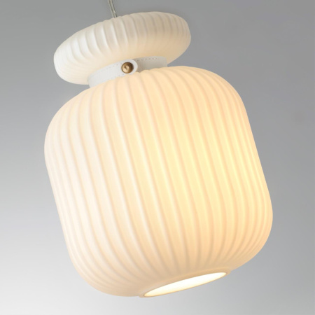 5042/1C PENDANT ODL24 309 белый/белый/металл/стекло/эко.кожа Подвес E27 1*60W JUGI