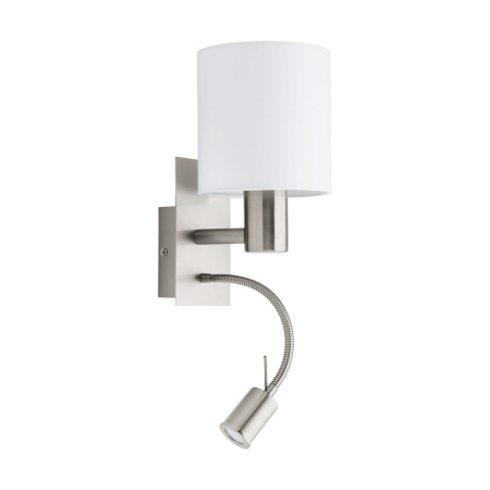 Бра PASTERI cо светод. подсветкой для чтения, 1х40W (E27), 1х3,5W (LED), L150, H380, A195, сталь, ни