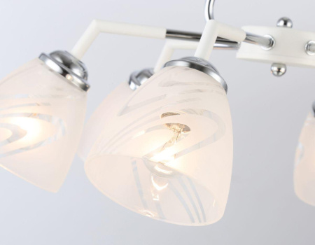 TR303292 Светильник подвесной TR303292/6 WH/CH/FR белый/хром/белый матовый E27*6 max 60W D590*380