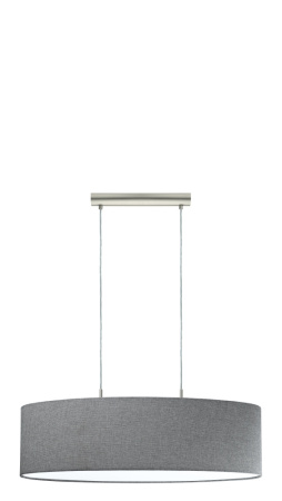Подвес PASTERI, 2х60W (E27), L750, B220, H1100, сталь, никель мат./текстиль, лён, серый