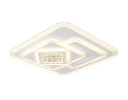 FA255 Потолочный светодиодный светильник с хрусталем FA255 WH белый 118W 500*500*80 (ПДУ РАДИО 2.4)