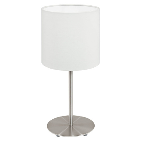 Настольная лампа PASTERI, 1х60W(E14), Ø140, H275, никель матовый/текстиль, белый