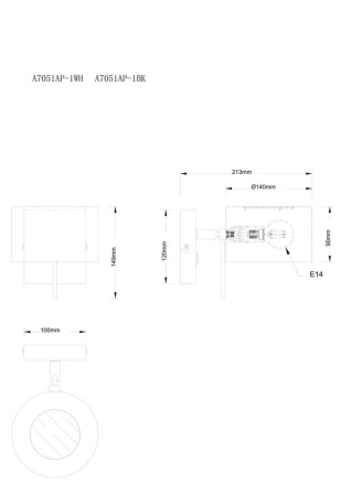 A7051AP-1WH СВЕТИЛЬНИК НАСТЕННЫЙ