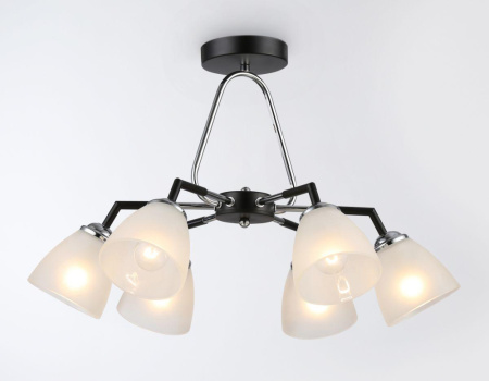TR303294 Светильник подвесной TR303294/6 BK/CH/FR черный/хром/белый матовый E27*6 max 60W D590*380