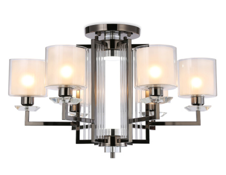 TR4422 Потолочная люстра TR4422/6 DCH/CL/FR черный хром/прозрачный/белый матовый E27*6 max 40W D748*