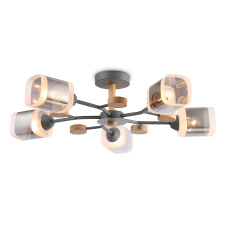 TR3033233 Светильник подвесной TR3033233/5 GR/LW/SM серый/светлое дерево/дымчатый E27*5 max 60W D700