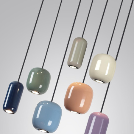 5053/7A PENDANT ODL24 311 цвет слонов.кости/мультиколор/металл Подвес GU10 LED 7*4W OVALI