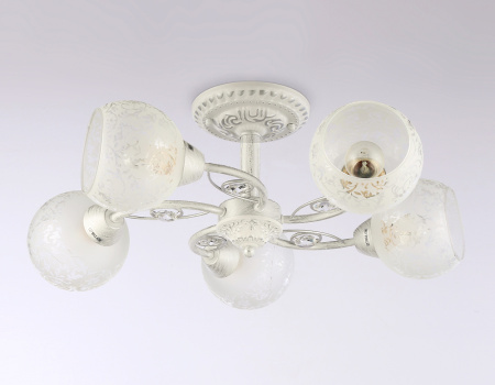 TR3062 Потолочная люстра TR3062/5 WH/SL/FR белый/серебро/белый матовый E27/5 max 40W D615*245