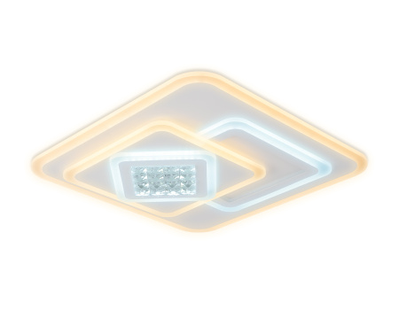 FA255 Потолочный светодиодный светильник с хрусталем FA255 WH белый 118W 500*500*80 (ПДУ РАДИО 2.4)