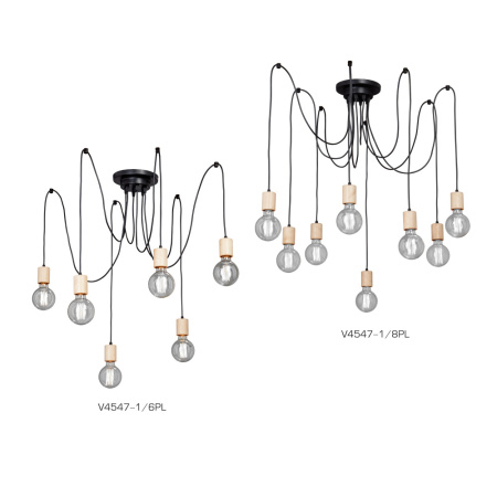 V4547-1/8PL Люстра V4547-1/8PL, 8хЕ27 макс. 40Вт, 8хE27 LED макс. 15Вт
