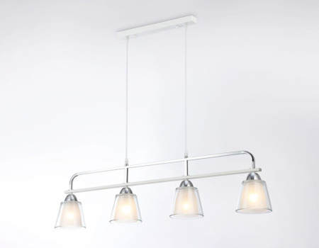 TR303242 Светильник подвесной TR303242/4 WH/CH/CL/FR белый/хром/прозрачный/белый матовый E27*4 max 6