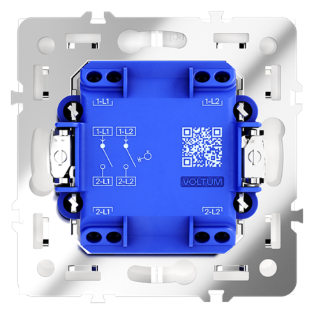 VLS020601 Выключатель с самовозвратом встраиваемый VOLTUM S70 двухклавишный 10А, (белый глянцевый)