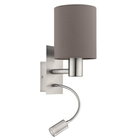 Бра PASTERI cо светод. подсветкой для чтения, 1х40W (E27), 1х3,5W (LED), L150, H380, A195, сталь, ни