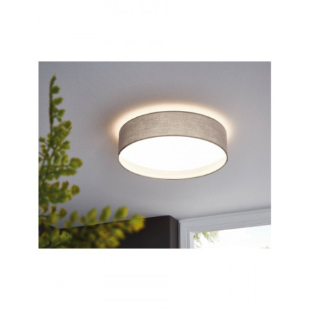 Светодиодный светильник потолочный PASTERI, 12W (LED), Ø320, белый/текстиль, серо-коричневый