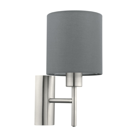 Бра PASTERI, 1х60W (E27), L145, H305, A195, никель мат./текстиль, серый