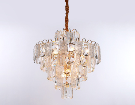 TR5233 Подвесная люстра с хрусталем TR5233/12 SGD/CL/FR золото/прозрачный/белый матовый E27*12 max 4