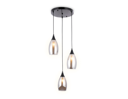 TR3550 Подвесной светильник TR3550/3 BK/SM черный/дымчатый E14 max 40W 370*130*1000