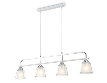 TR303242 Светильник подвесной TR303242/4 WH/CH/CL/FR белый/хром/прозрачный/белый матовый E27*4 max 6