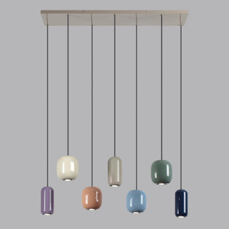 5053/7A PENDANT ODL24 311 цвет слонов.кости/мультиколор/металл Подвес GU10 LED 7*4W OVALI