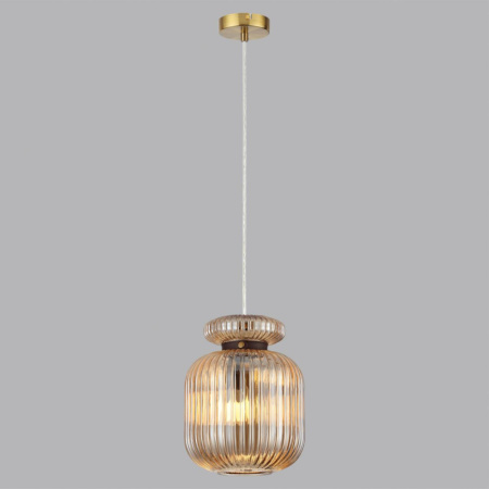 5042/1A PENDANT ODL24 309 античн.бронза/янтарный/металл/стекло/эко.кожа Подвес E27 1*60W JUGI