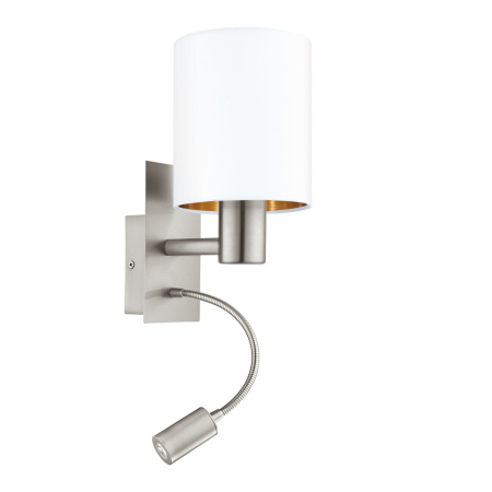 Бра PASTERI cо светод. подсветкой для чтения, 1х40W (E27), 1х3,5W (LED), L150, H380, A195, сталь, ни